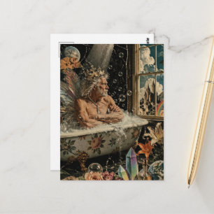 Fairy King Bathing Collage Postcard
