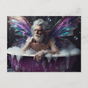 Fairy King Takes a Bath in Purple Tub Postcard