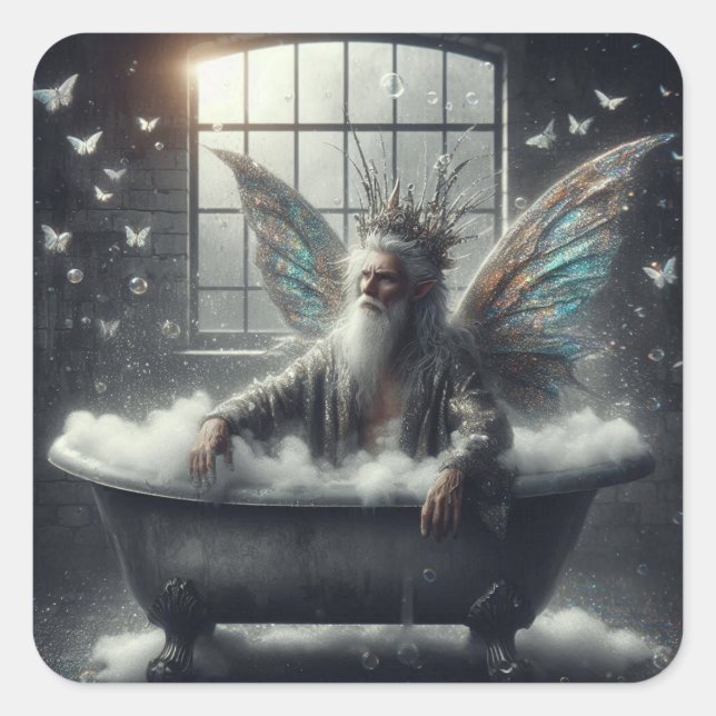Fairy King Takes a Bath Square Sticker (Front)