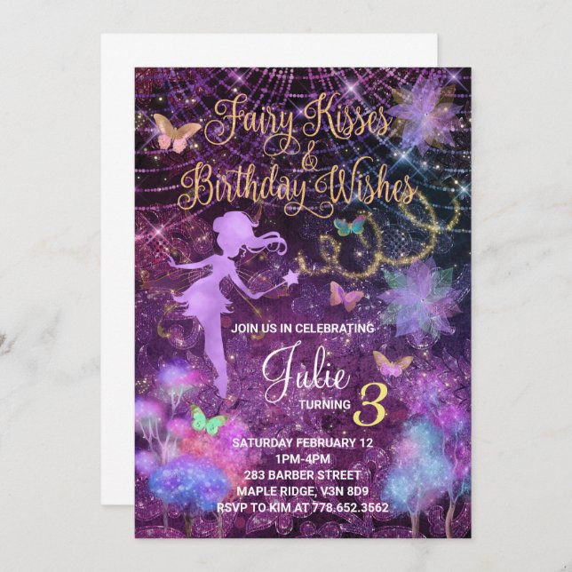 Fairy Kisses and Birthday Wishes Invitation (Front/Back)