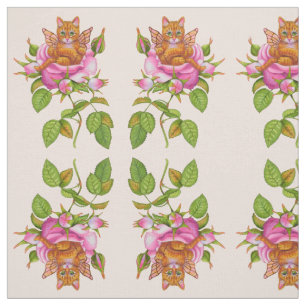 Fairy Kitten Resting in Rose Fabric
