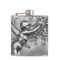 Fairy Lady Antique Silver Repousse Whiskey Nip