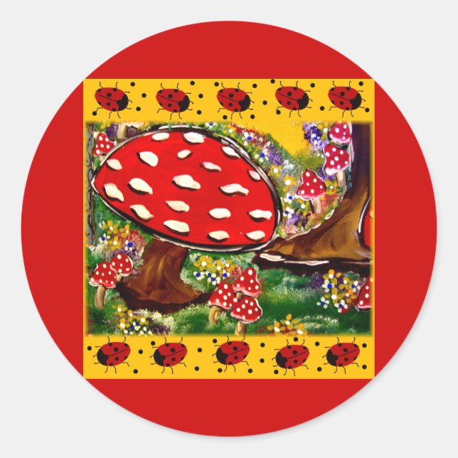Fairy Lady Bugs Classic Round Sticker (Front)