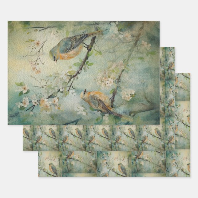 Fairy Land Spring Forest Birds No2 Wrapping Paper Sheet (Set)