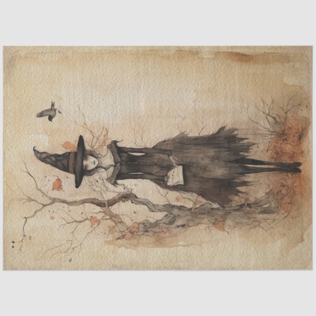 Fairy Land Spring Forest Whimsical Witch No2 Tissue Paper (Front)