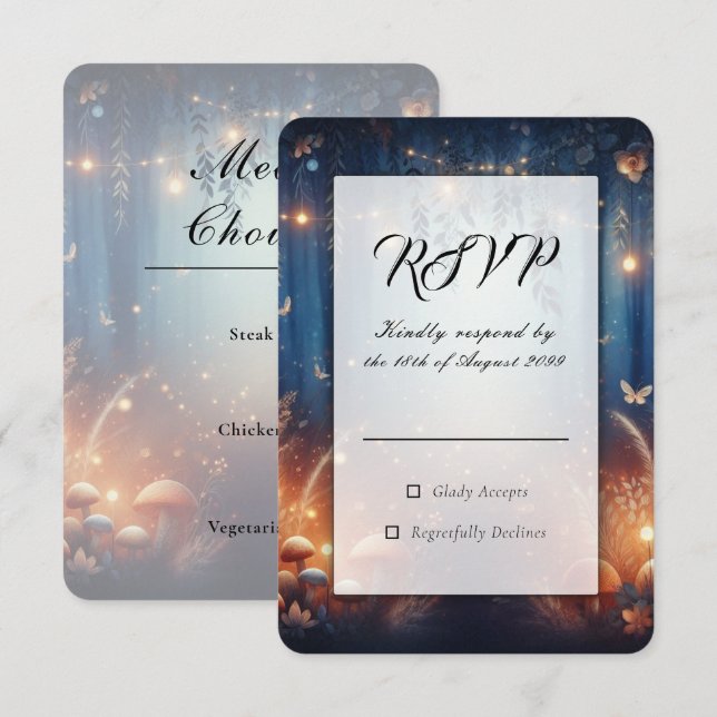 Fairy Lights and Moonlit Forest Magic RSVP Card (Front/Back)