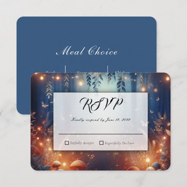 Fairy Lights and Moonlit Forest Magic RSVP Card (Front/Back)