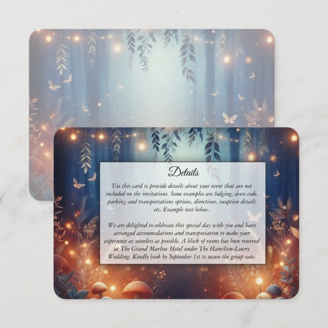 Fairy Lights and Moonlit Forest Magic Wedding Enclosure Card (Front/Back)