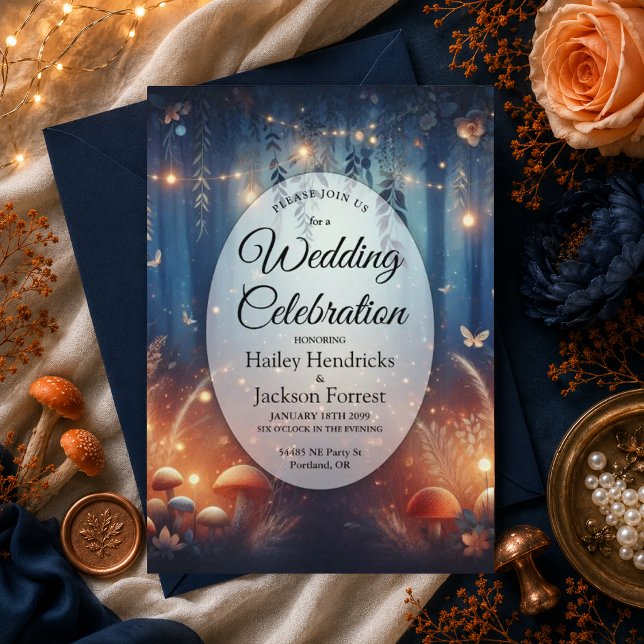 Fairy Lights and Moonlit Forest Magic Wedding Invitation (Creator Uploaded)