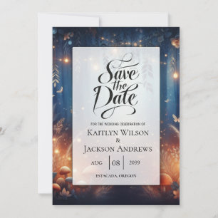 Fairy Lights and Moonlit Forest Magic Wedding Save The Date