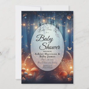 Fairy Lights in a Moonlit Forest Baby Shower Invitation