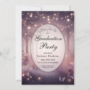Fairy Lights in Woodland Glow Graduation Party Invitation