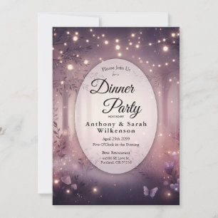 Fairy Lights in Woodland Glow Restaurant Dinner Invitation
