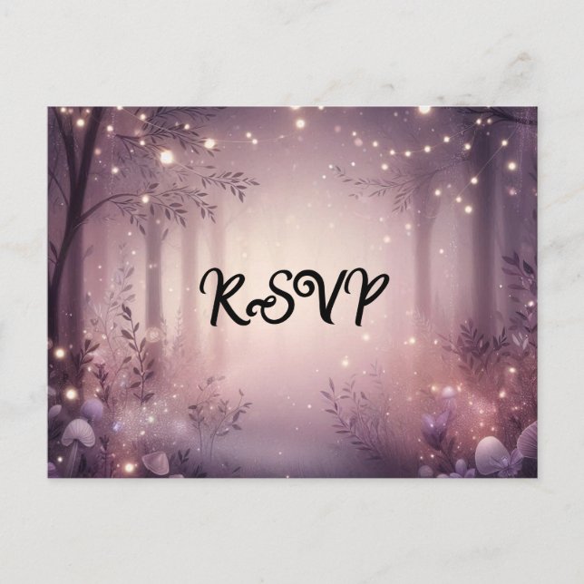 Fairy Lights in Woodland Glow RSVP Postcard (Front)