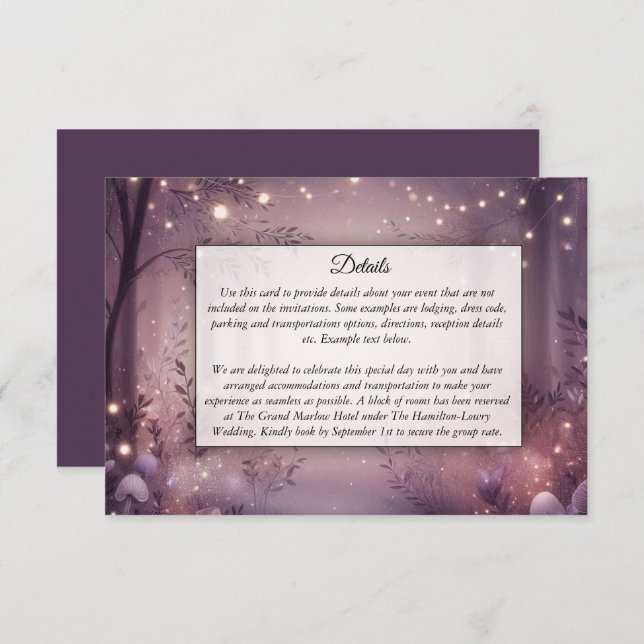 Fairy Lights in Woodland Glow Wedding Enclosure Card (Front/Back)