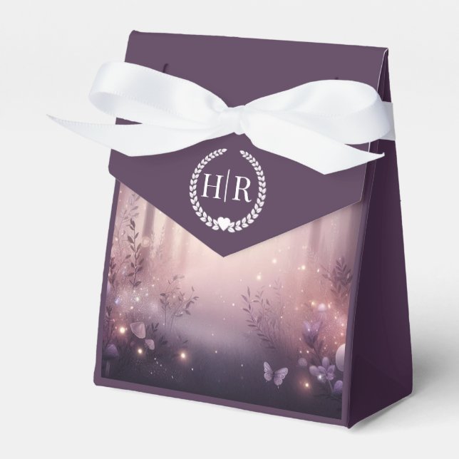 Fairy Lights in Woodland Glow Wedding Favour Box (Front Side)