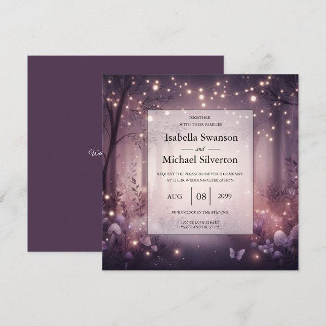 Fairy Lights in Woodland Glow Wedding Invitation (Front/Back)