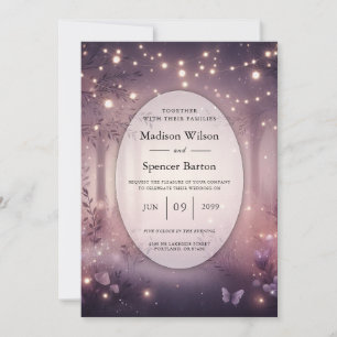 Fairy Lights in Woodland Glow Wedding Invitation