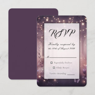 Fairy Lights in Woodland Glow Wedding RSVP Card