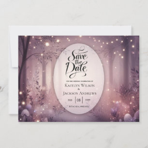 Fairy Lights in Woodland Glow Wedding Save The Date