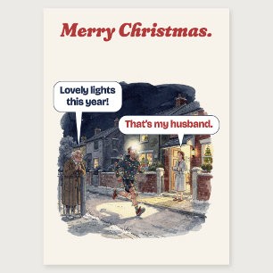 Fairy Lights Runner Funny Christmas Card