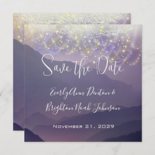 Fairy Lights Violet Purple Wedding Save the Date Invitation