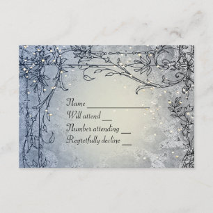 Fairy Lights Whimsy Blue RSVP Card
