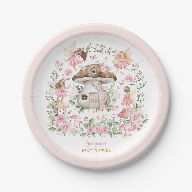 Fairy Magical Forest Garden Girl Baby Shower Paper Plate (Front)