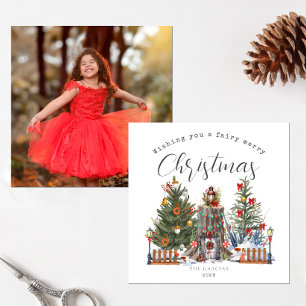 Fairy Merry Christmas Woodland Forest Photo Card