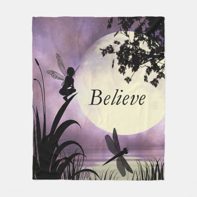 Fairy moon believe fleece blanket (Front)