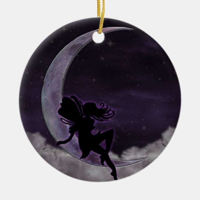 Fairy Moon Ceramic Ornament (Front)