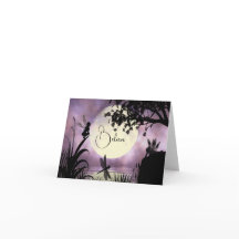Fairy moonlit pond believe note card