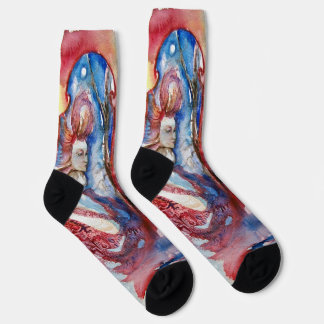 FAIRY MORGANA Arthurian Legends Pink Blue Fantasy Socks