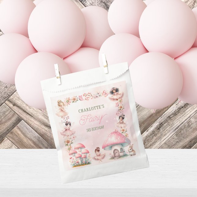 Fairy Mushroom House Pink Birthday Favour Bag (Creator Uploaded)