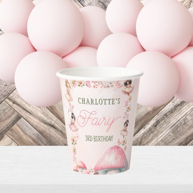 Fairy Mushroom House Pink Birthday Paper cup (Creator Uploaded)