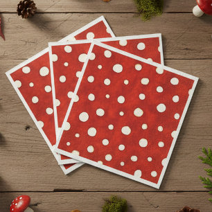 Fairy Mushroom Red and White Polka Dot Pattern Napkin