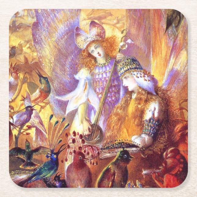 Fairy Music Square Paper Coaster (Front)