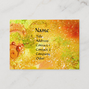FAIRY OF THE FLOWERS /Red Yellow Gold Sparkles Business Card