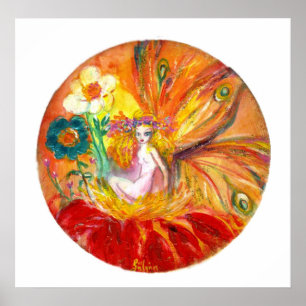 FAIRY OF THE FLOWERS ,Red Yellow White Fantasy Poster