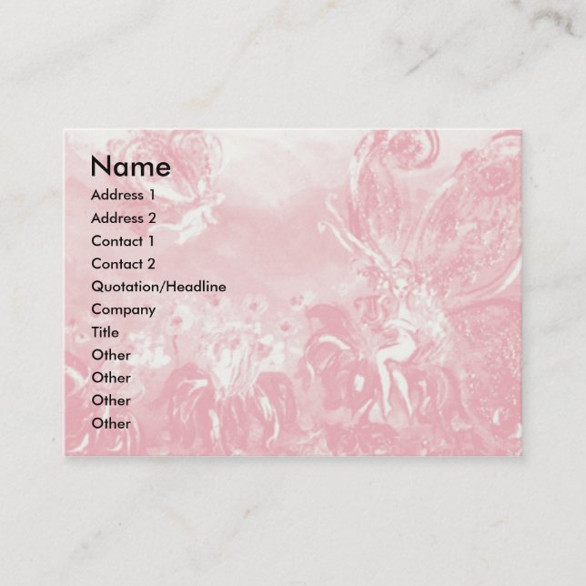 FAIRY OF THE RED FLOWERS Pink Floral Fantasy Business Card (Front)