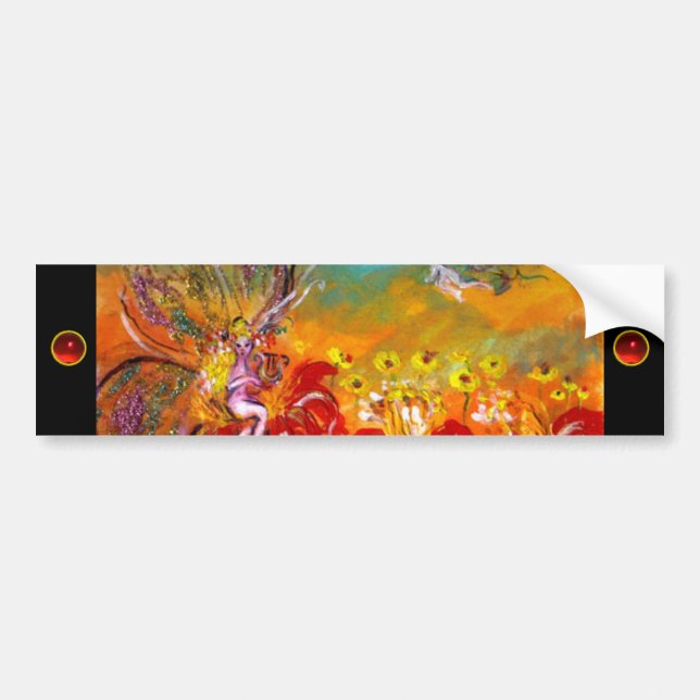 FAIRY OF THE RED FLOWERS, ruby Bumper Sticker (Front)