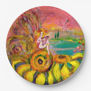 FAIRY OF THE SUNFLOWERS Fantasy Paper Plate