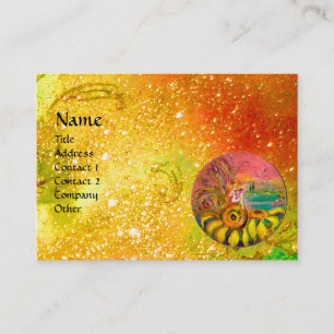FAIRY OF THE SUNFLOWERS yellow pink brown sparkles Business Card