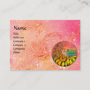 FAIRY OF THE SUNFLOWERS , yellow pink sparkles Business Card