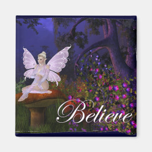 Fairy on a Mushroom Design 3 - Believe Magnet