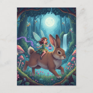 Fairy on a Rabbit Postcard