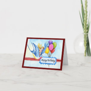 Fairy On Bird Birthday Greeting Card