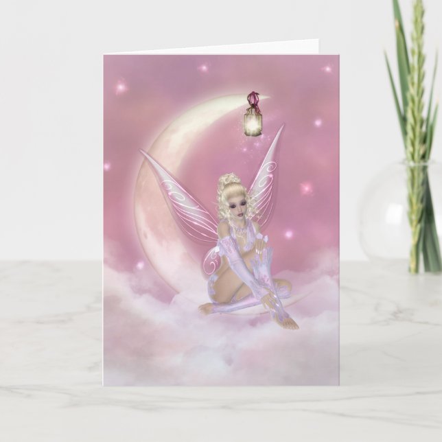 Fairy on the Moon - Fantasy Greeting Card (Front)