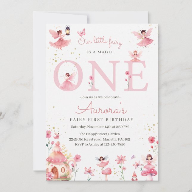 Fairy One Invitation for Birthday Magical Party  (Front)