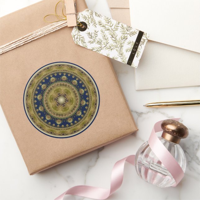 Fairy oriental round fractal pattern classic round sticker (Gifting)